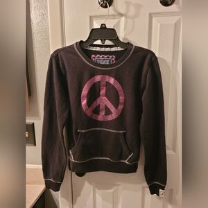 Vintage 2009 Victoria's Secret PINK Peace Sign Sweatshirt 1986 label Sz XS